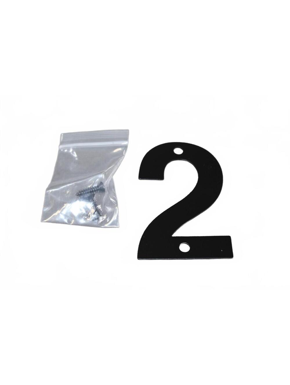 3 Inch, Black Metal House Number 2 Modern Mailbox Door Sign
